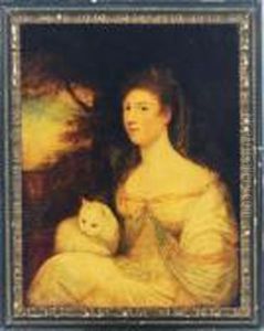 Portrait Of Mrs Mary Nesbitt, Holding A Cat by Sir Joshua Reynolds