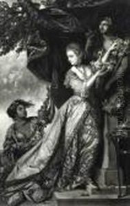 Depicted Arranging A Garland Around A Statue Of Hymen by Sir Joshua Reynolds