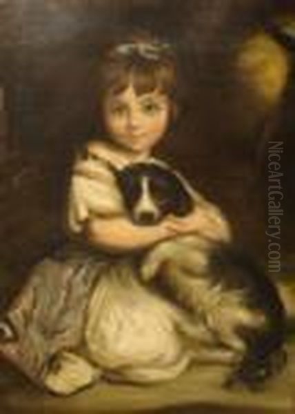 Portrait Of Miss Jane Bowles With Her Spaniel - view 1
