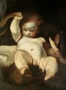 Studio Originale O Bozzetto Per 
Il Famosissimo Quadro "ercole Bambino Strangola I Serpenti"