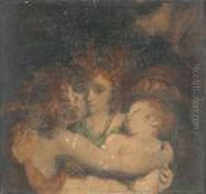 Two Children As Cupid Holding An Infant by Sir Joshua Reynolds