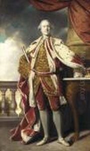 Portrait Of James Hay 
(1726-1778), 15th Earl Of Erroll, Full-length, In Coronation Robes, 
Holding The Baton Of The Lord High Constable Of Scotland, A Tree And A 
Balustrade Beyond