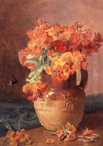 A Still Life with Wallflowers in a Stoneware Jug by Eloise Harriet Stannard