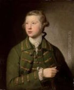 Portrait Of A Young Man, 
Previously Identified As Edward Gibbon, Half-length, In A Green Coat 
With Gold Frogging And Buttons