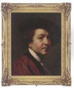 Self-portrait, Head-and-shoulders, In A Red Coat And Black Hat by Sir Joshua Reynolds