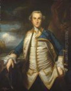 Portrait Of Captain Alexander
Hood, Later 1st Viscount Bridport(1726-1814), Three-quarter-length, In
Captain's Undress Uniform, Acocked Hat In His Right Hand, A Man-o'-war
At Sea Beyond by Sir Joshua Reynolds
