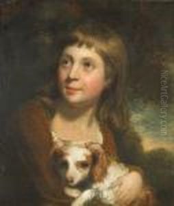 A Portrait Of A Child Holding A Spaniel