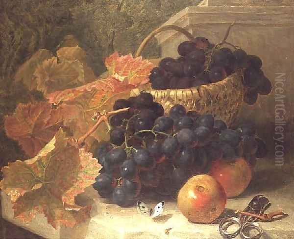 Still Life with Grapes and Scissors on a Stone Shelf - view 1