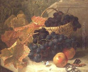 Still Life with Grapes and Scissors on a Stone Shelf by Eloise Harriet Stannard
