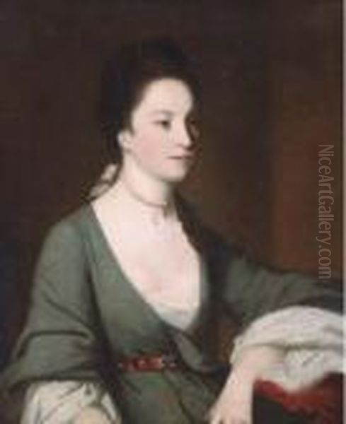 Portrait Of A Lady, Seated Three-quarter Length, In A Slate Colored Dress - view 1