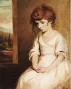 Girl Crying; And Girl Leaning On A Pedastal by Sir Joshua Reynolds