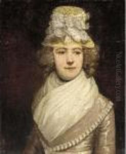 Portrait Of A Lady, Bust-length, In A Pink Dress And White Shawl by Sir Joshua Reynolds
