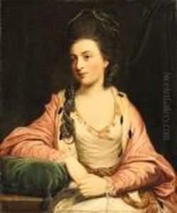 Portrait Of A Lady, Said To Be 
Marchesa Castiglione, Seatedthree-quarter Length, Wearing A White Dress 
With An Ermine-linedpink Robe