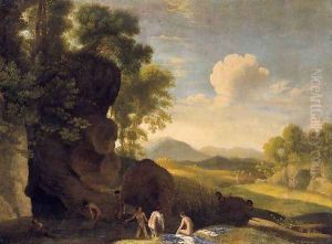 Landscape With Bathing Nymphs by Herman Van Swanevelt