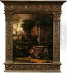 A Capriccio Landscape With Figures By Aruin