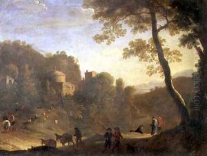 Landscape with figures by Herman Van Swanevelt