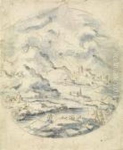 Paysage Montagneux Avec Pecheurs
