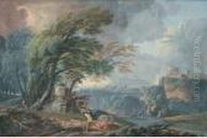 A) Paesaggio Con Viandanti, Case
 Rustiche E B) Paesaggio Con Viandanti Nella Campagna Colti Da Un 
Temporale