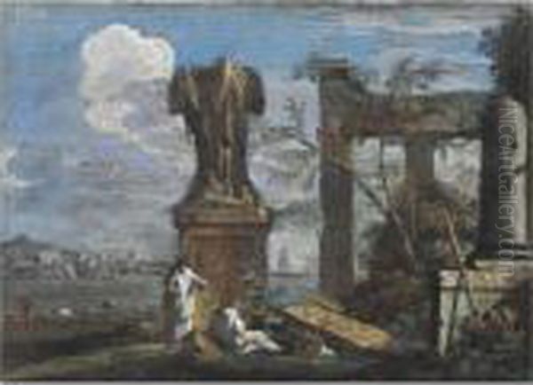 Capriccio Architettonico Con Due Monaci - view 1