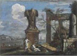 Capriccio Architettonico Con Due Monaci