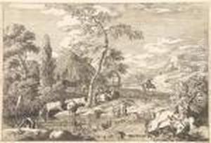 Die Landschaft Mit Hirten Und Wascherinnen.