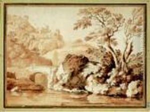 Paesaggio Con Ruscello, Ponte E Castello