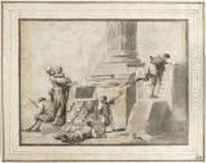 Peasants With Ancient Ruins by Marco Ricci