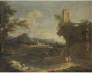 Paesaggio Fluviale Con Torre