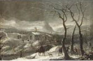 Paesaggio Innevato Con Figure by Marco Ricci