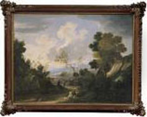 Paesaggio Di Fantasia Con Due Figure - view 1