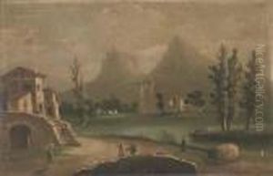 Figures In A Continental Landscape, With Hills Beyond