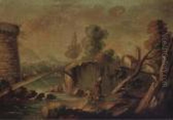 Washerwomen Near A Bridge - view 1