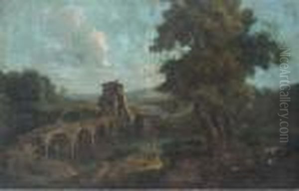 A Landscape With Travellers By A Bridge - view 1