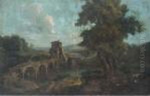 A Landscape With Travellers By A Bridge