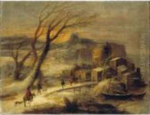 Paesaggio Costiero Innevato Con Figure