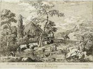 Paesaggio Con Lavandaie E Capanna