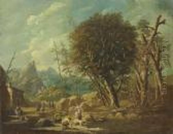 A Mountainous Landscape With Washerwomen - view 1