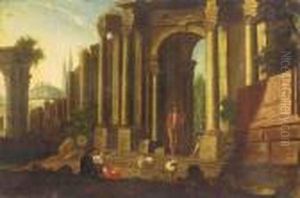 A Capriccio Of Classical Ruins With A Shepherd And Other Figures