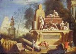 Veduta Di Fantasia Di Roma Con Il
Mausoleo Di Cesare E Figure by Marco Ricci