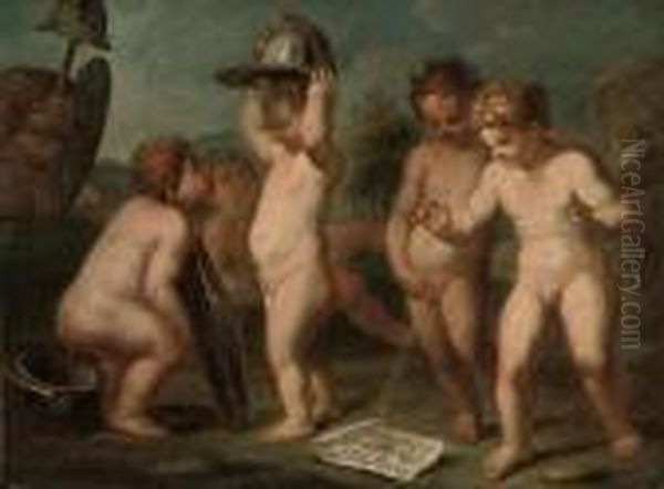 Putti Disporting In A Landscape - view 1