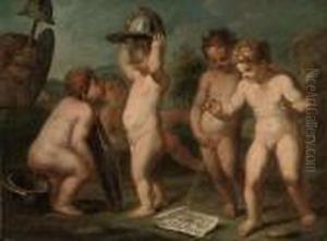 Putti Disporting In A Landscape by Sebastiano Ricci