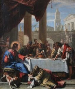 Mary Magdalen Anointing The Feet Of Christ by Sebastiano Ricci