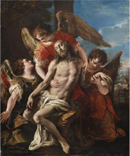 Christ Mourned By Three Angels - view 1