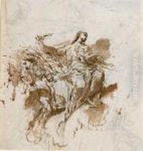 Saint Mathieu, Ecrivant Sur Un Livre Tenu Par Un Angel by Sebastiano Ricci