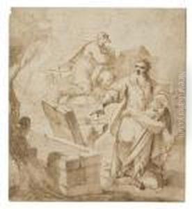 The Repentant Saint Peter At The Empty Tomb Of Christ by Sebastiano Ricci