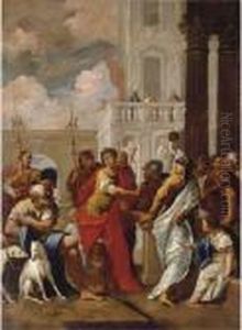 The Head Of Pompey Delivered To Caesar by Sebastiano Ricci