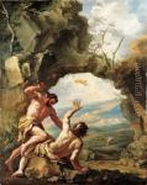 Cain Smiting Abel With God's Expulsion Of Cain From The Garden Of Eden - view 1