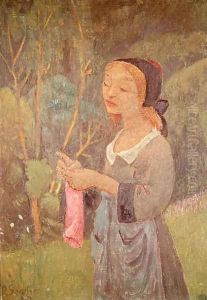 Young Girl with a Pink Stocking or Young Breton Knitting, 1920 by Paul Serusier