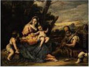 The Holy Family With The Infant Saint John The Baptist In A Landscape by Sebastiano Ricci