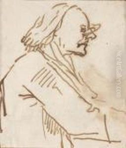 Caricature Of A Scholar, Bust-length, In Profile To The Right by Sebastiano Ricci